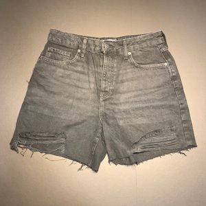 Forever21 Black Denim Jean Shorts Cutoff Button Fly Distressed Sz 28 100% Cotton